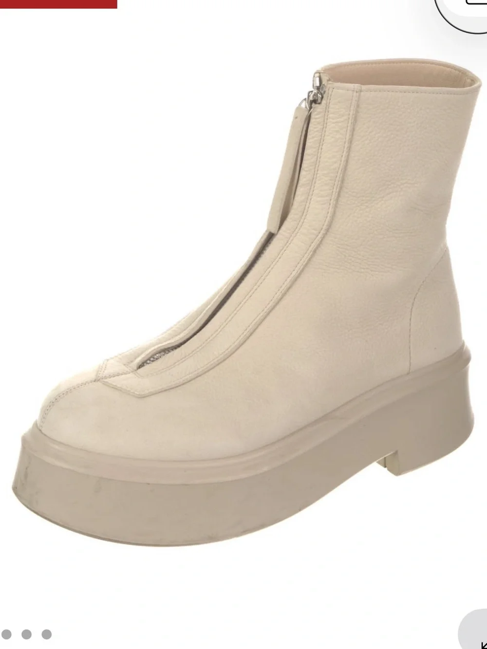 The Row Off-White Platform Zip Ankle Boot